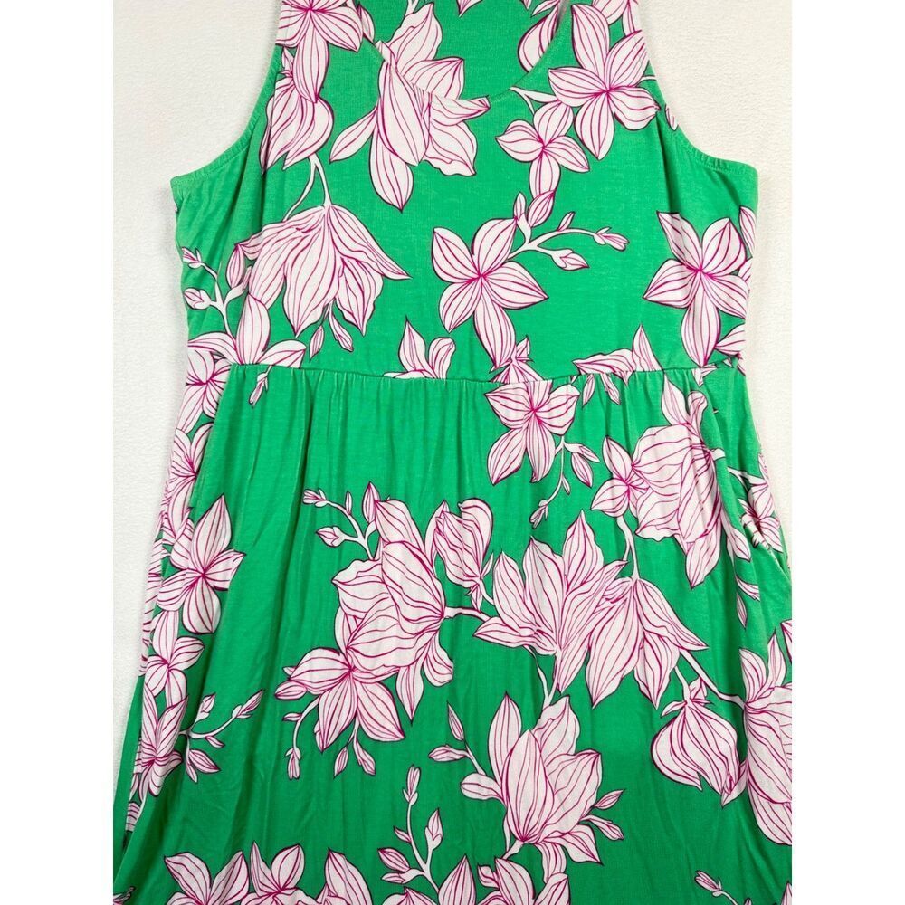 Cabi Weekend Dress 6217 Small Green Floral Sleeveless Tank Midi Dress Pockets - Picture 8 of 12